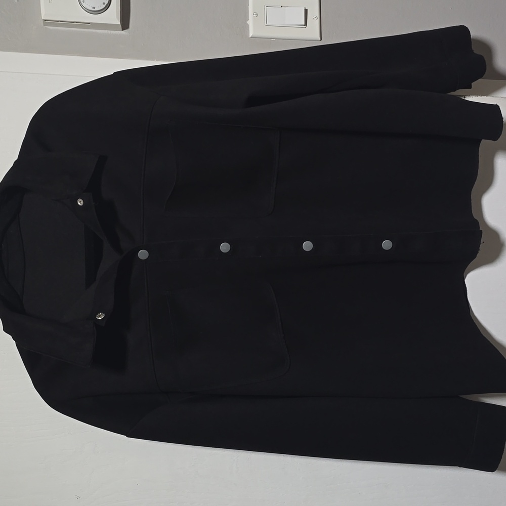 Women's suede black long sleeve button up top US size 10 / 12
